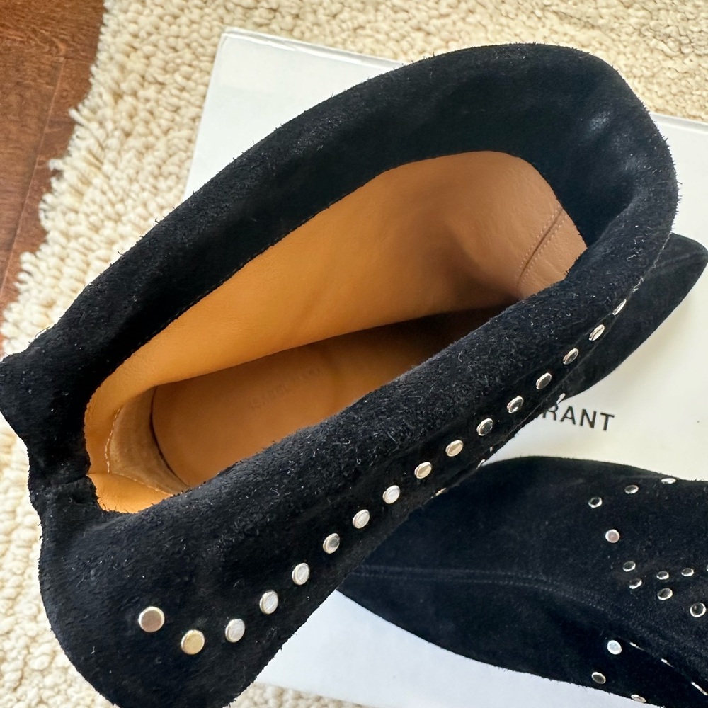 Isabel Marant Black Suede Studded Story Lisbo Ankle Boots, Size 39, NIB - Picture 4 of 14